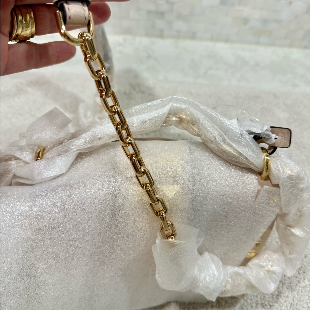 NWT Michael Kors Blush Pink, Cream and Gold Crossbody Bag with Studded Details - Picture 3 of 9
